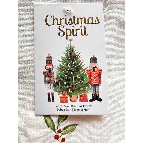 NUTCRACKER CHRISTMAS Dish Kitchen Towel Set 2 Red Jacket Embroidered Swans NICE - Picture 5 of 10